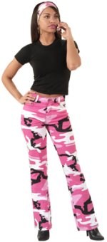 Womens Pink Camo Stretch Flare Pants