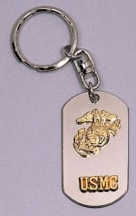 Silver U.S.M.C. Dog Tag Key Chain