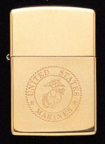 Solid Brass Marine Corps Zippo Lighter