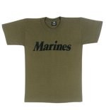 Marines T-Shirt Olive Drab with Black Lettering