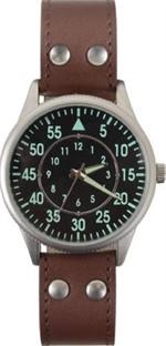 Military Style Watch With Leather Strap